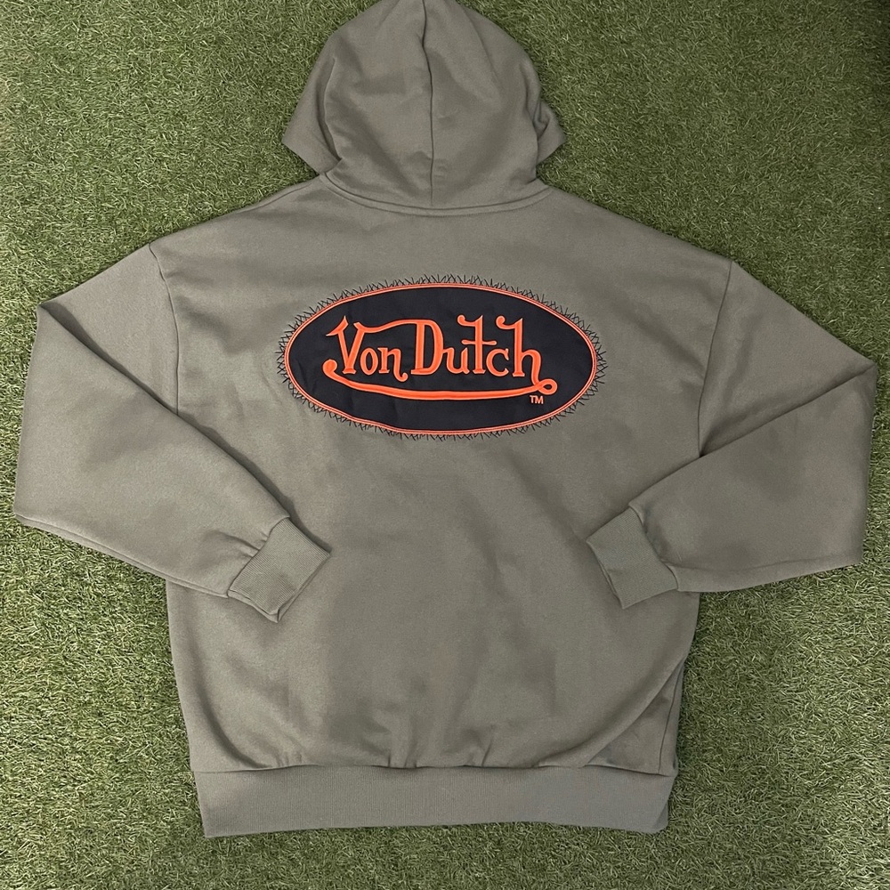 Von Dutch zip up Jacket with Olive and Orange embroidery Logo